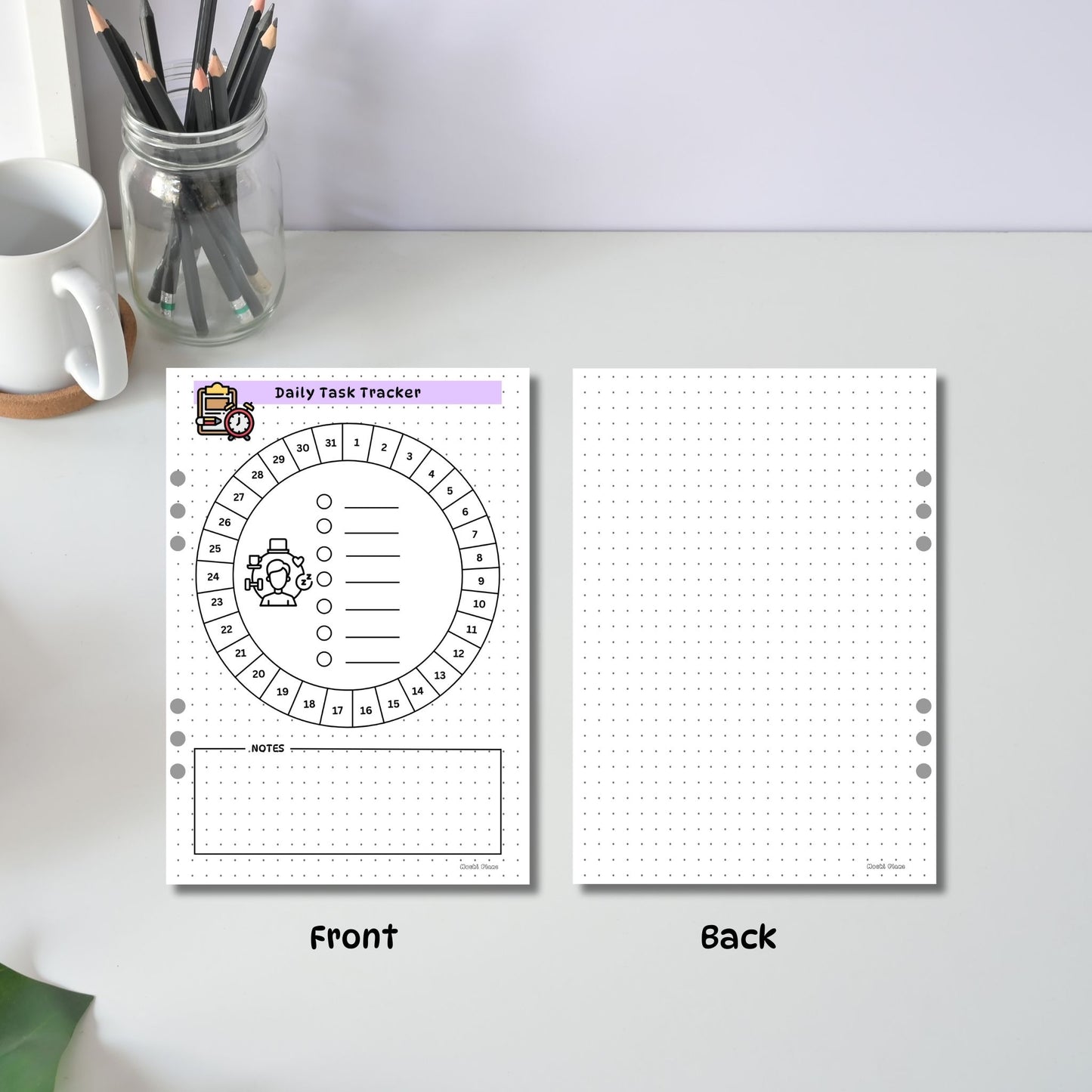 Daily Task Tracker Front & Back pages