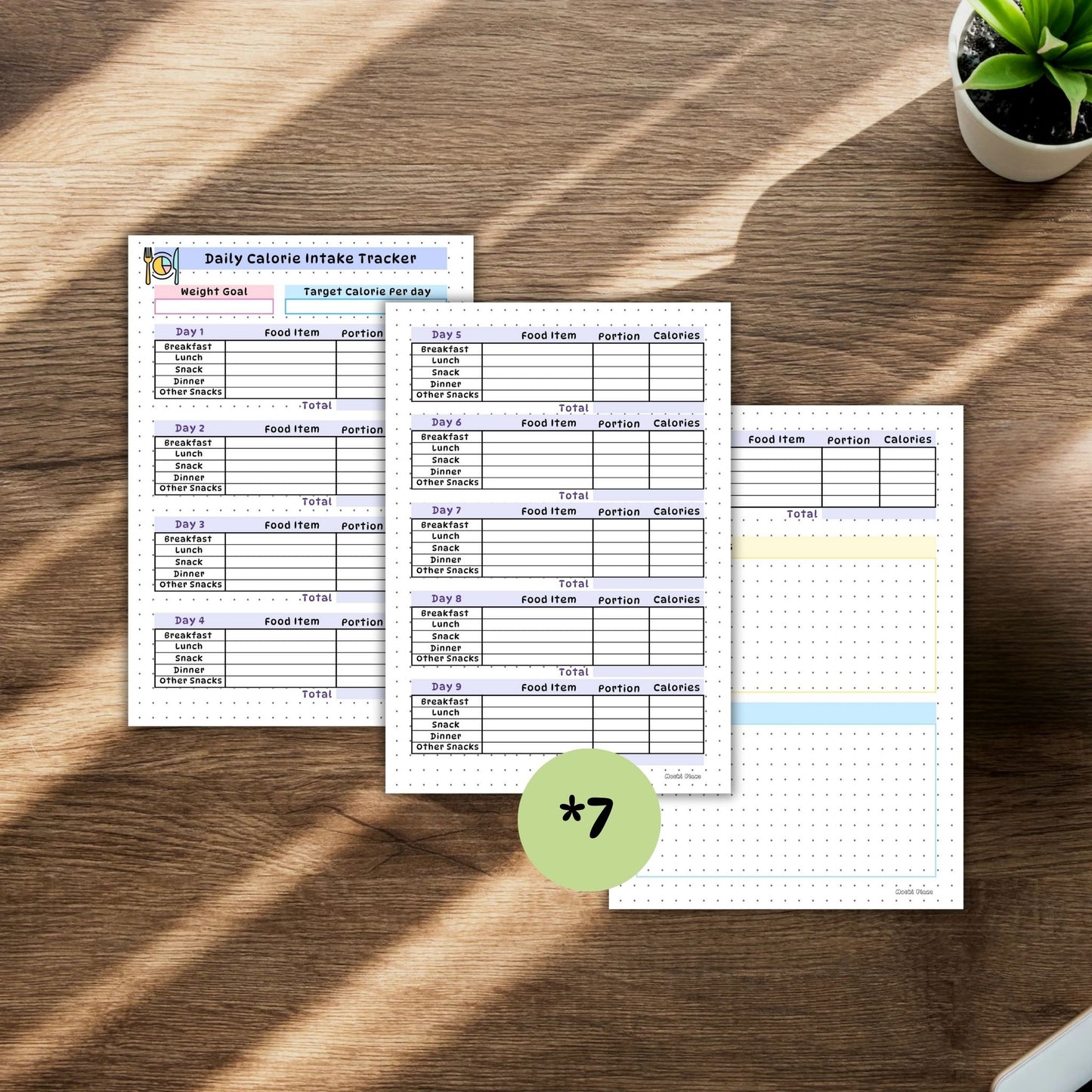 Meal Planner, daily calorie intake