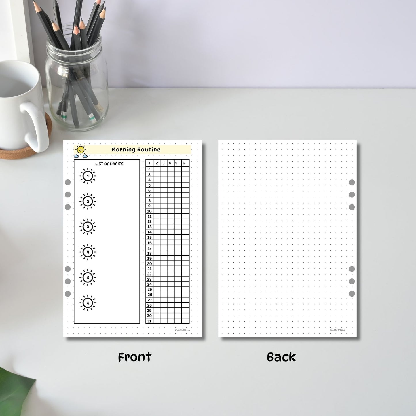 Monthly Morning Routine Tracker pages