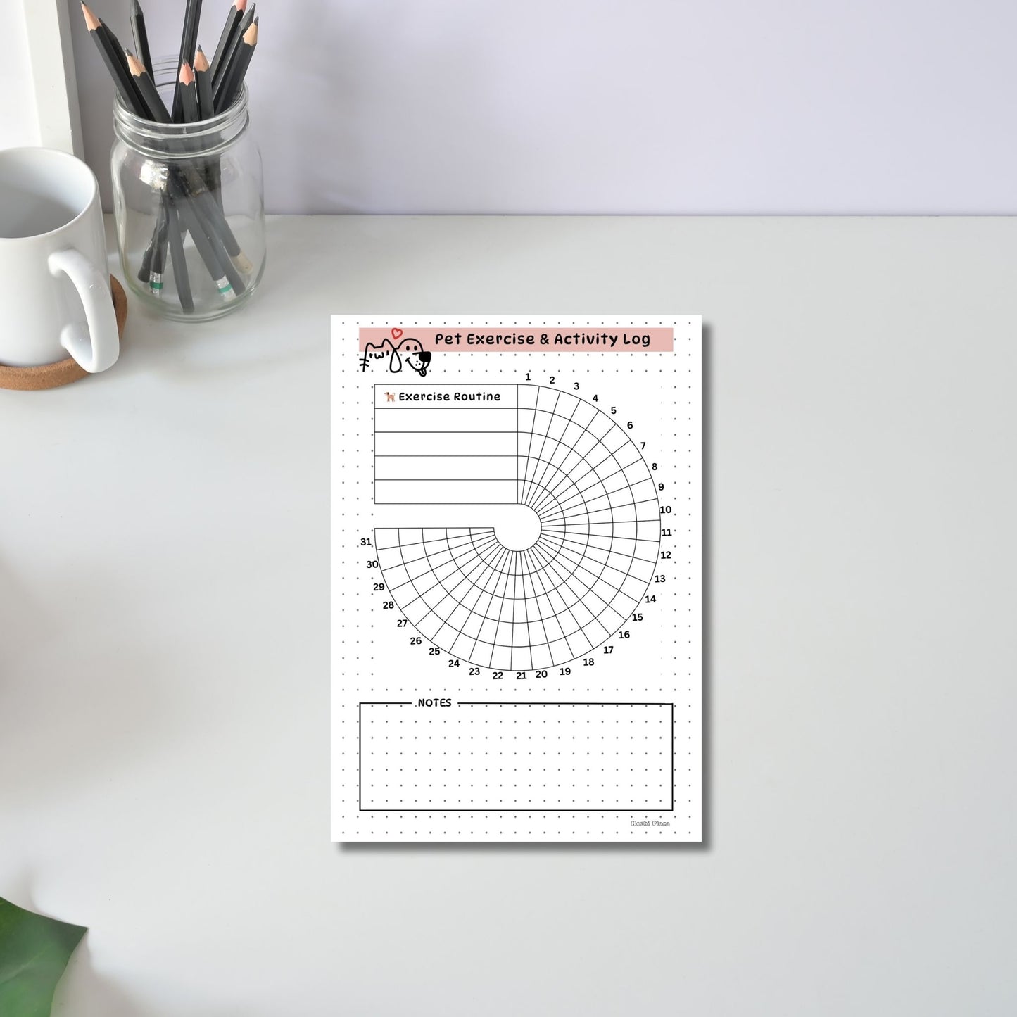 Monthly Pet Exercise & Activity log