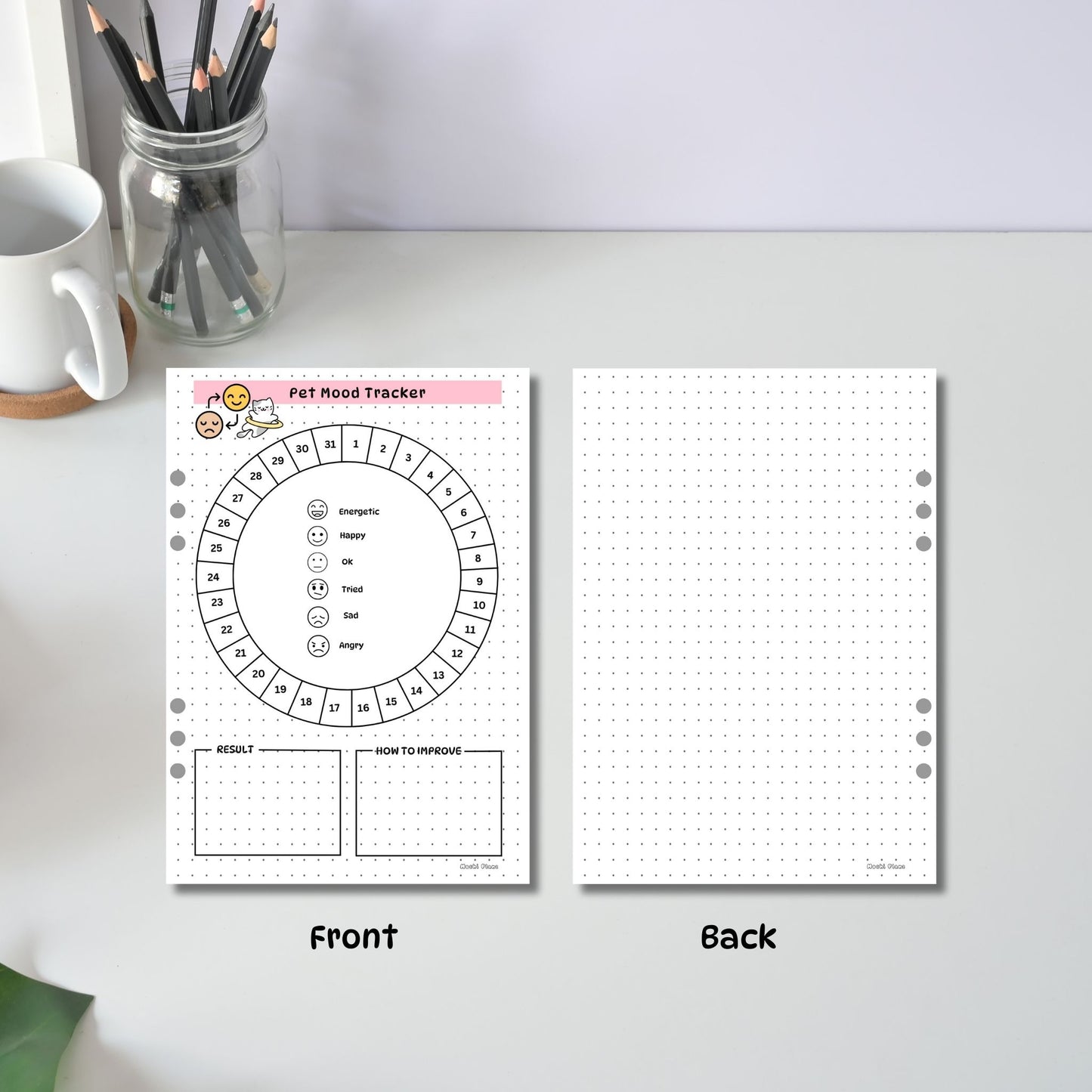Monthly Pet Mood Tracker pages