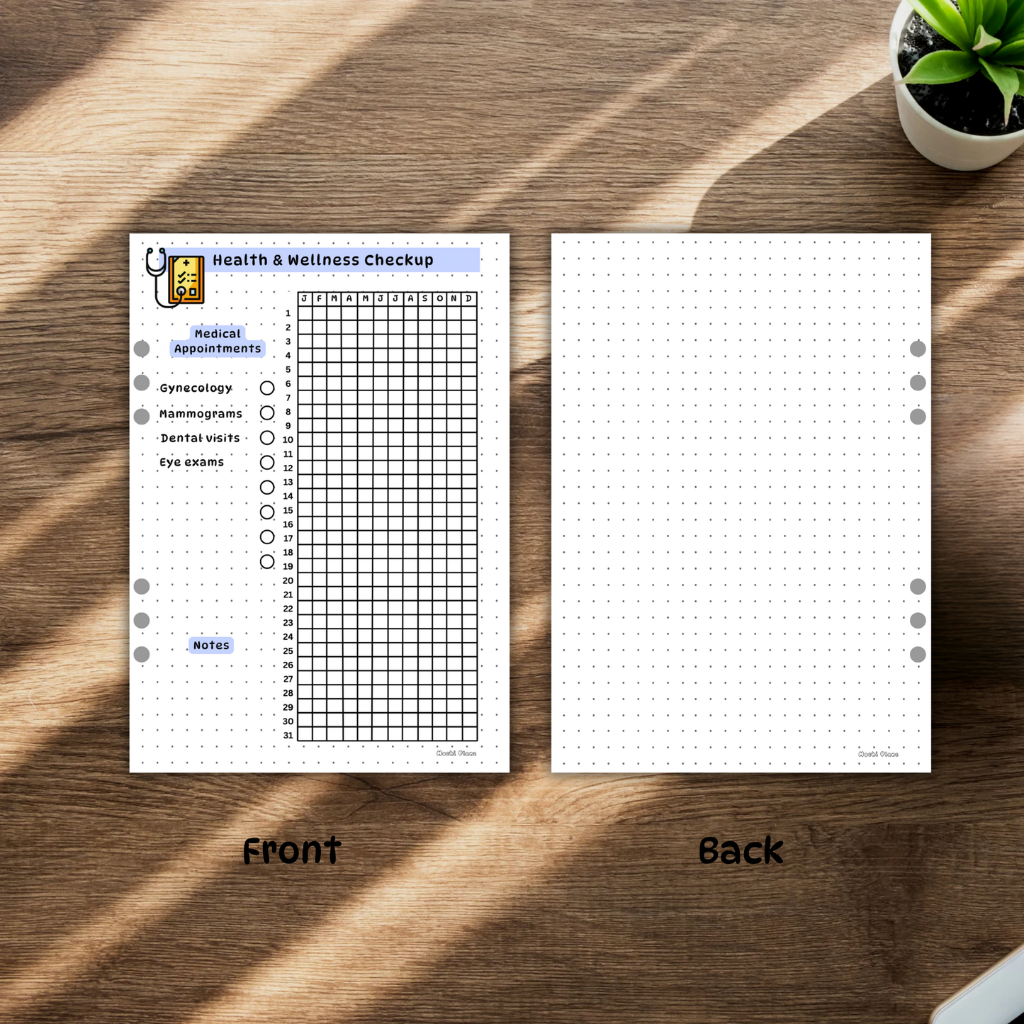 Yearly Health & Wellness Checkup pages
