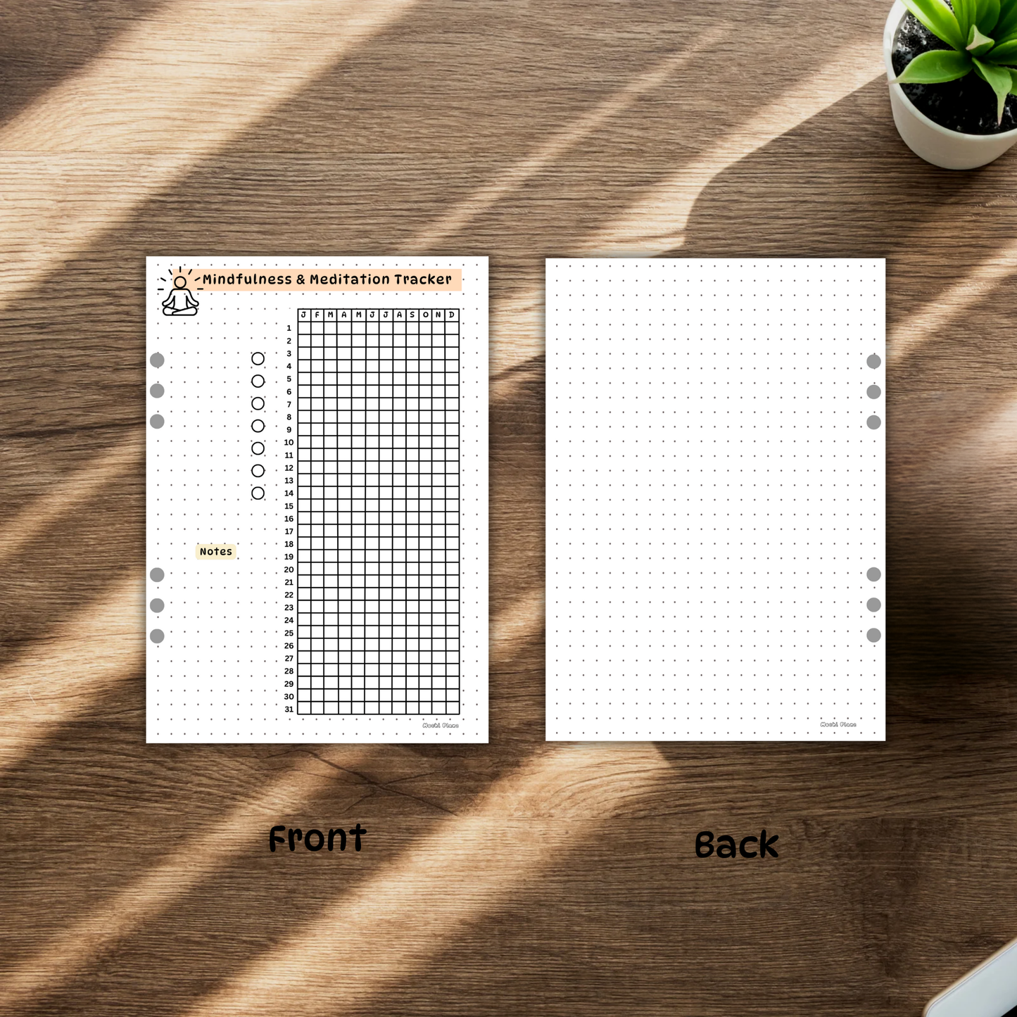 Yearly Meditation Tracker pages