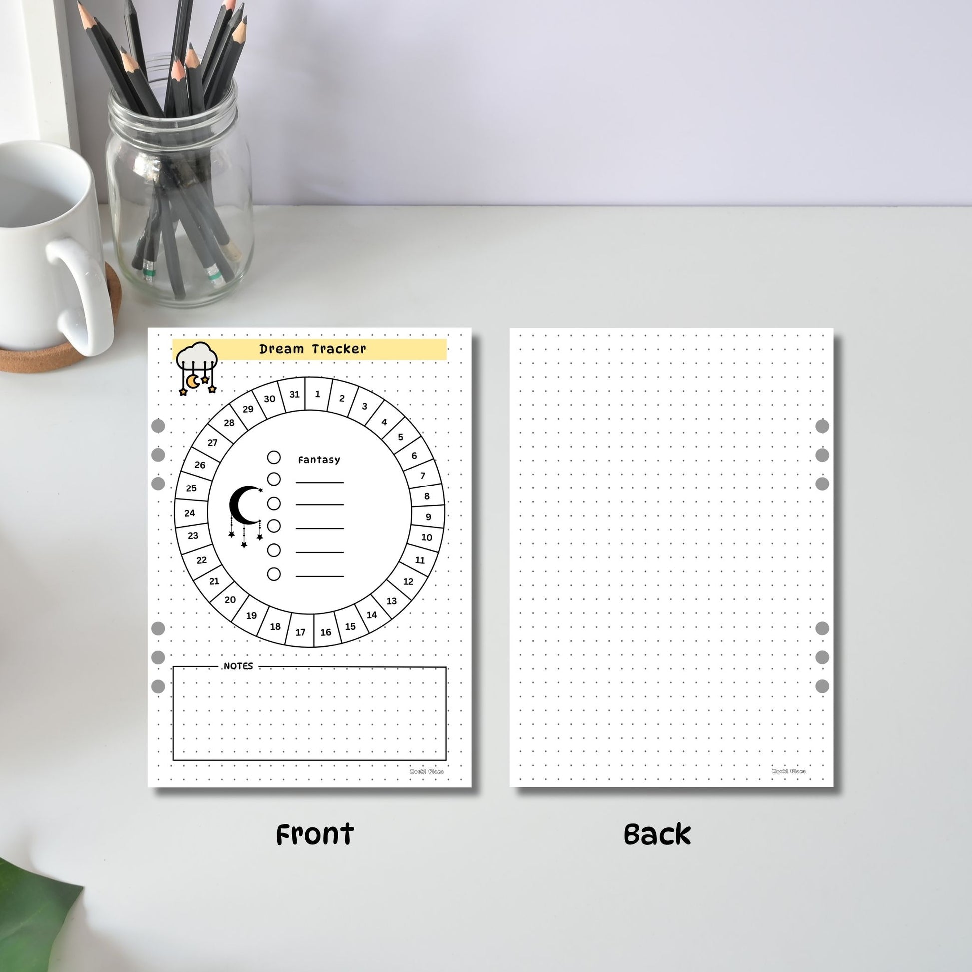 Monthly Dream Tracker Front & Back Pages