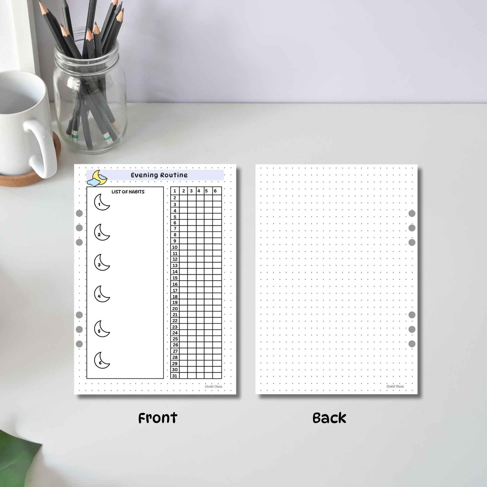 Monthly Evening Routine tracker pages