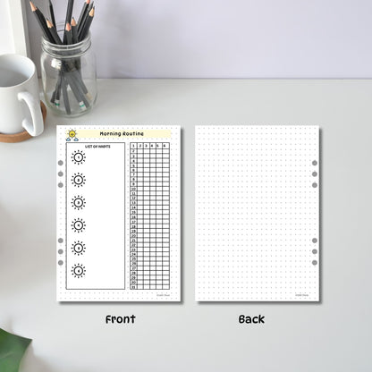 Monthly Morning Routine Tracker pages