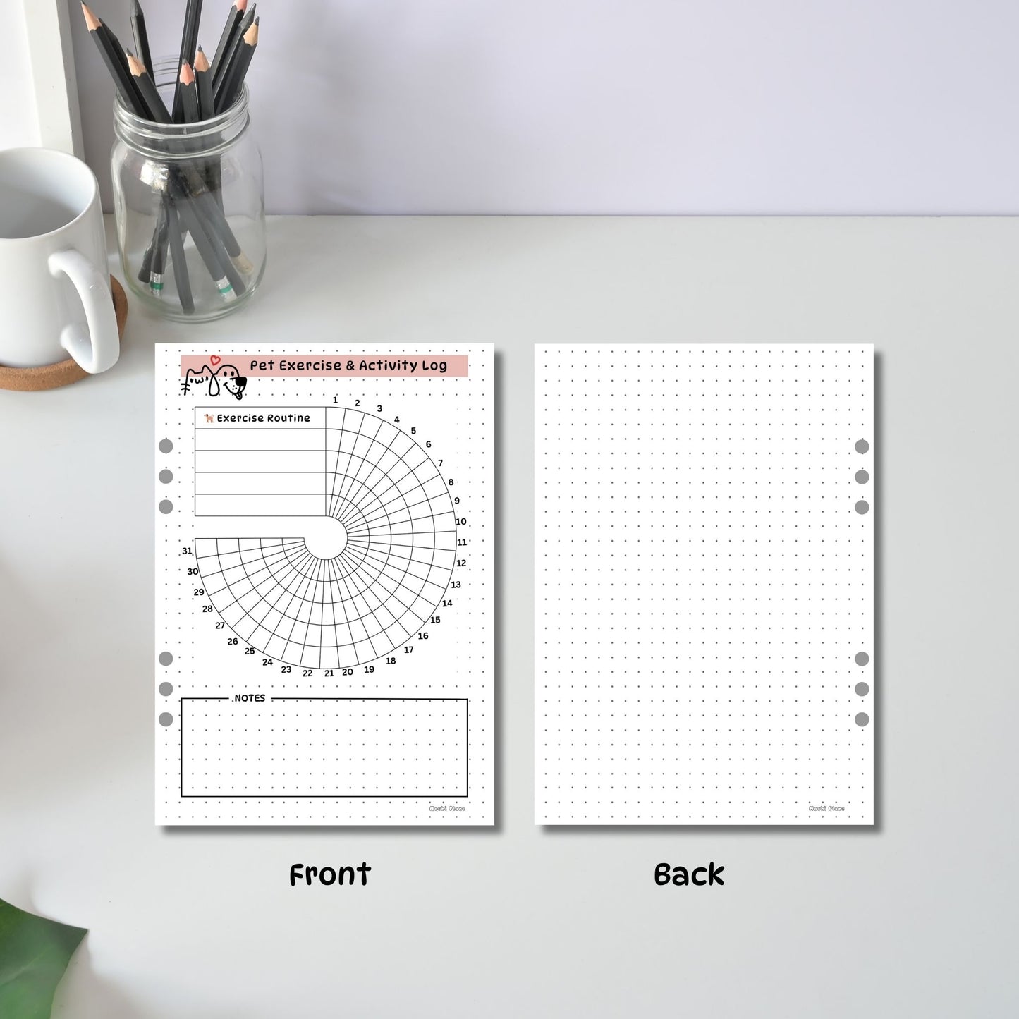 Monthly Pet  Activity tracker pages