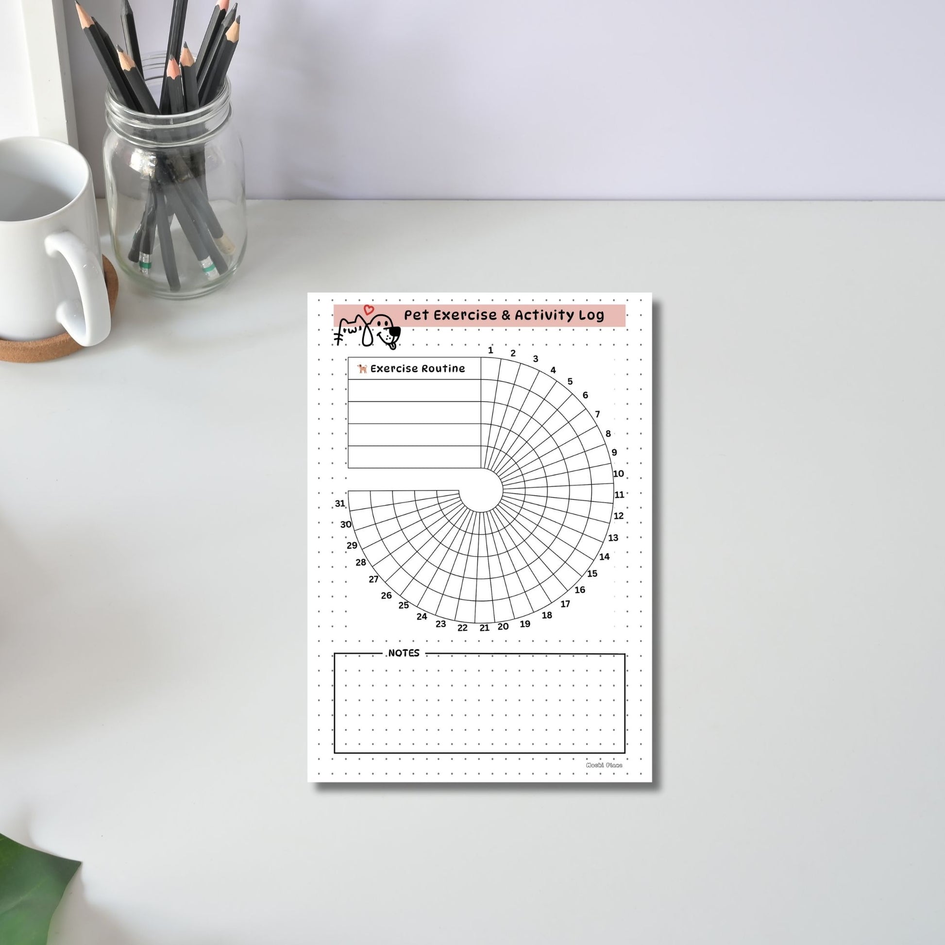 Monthly Pet Exercise & Activity log