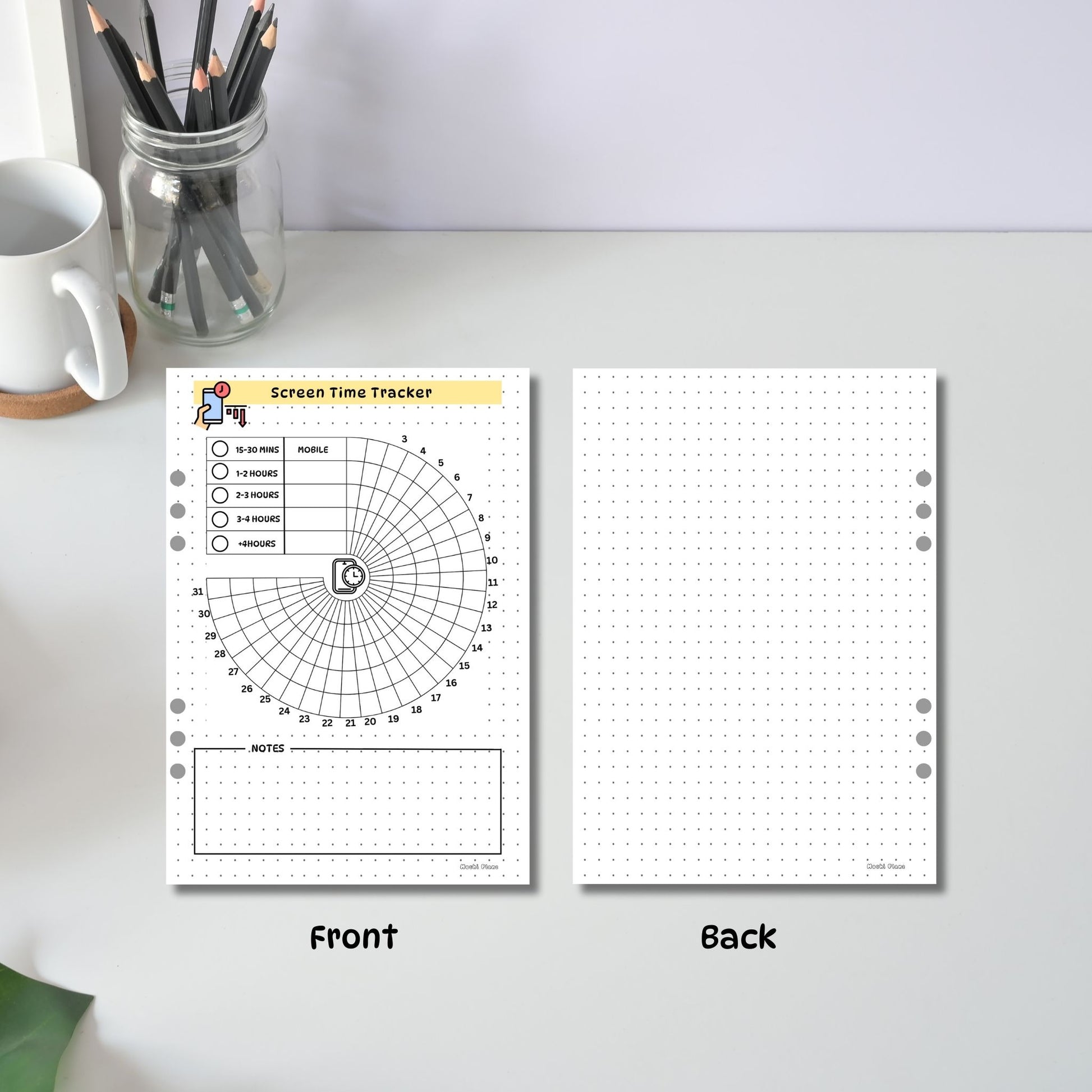 Screen Time Tracker front & back pages