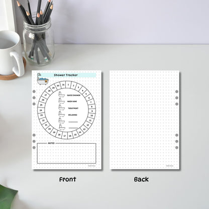 Shower tracker front and back page