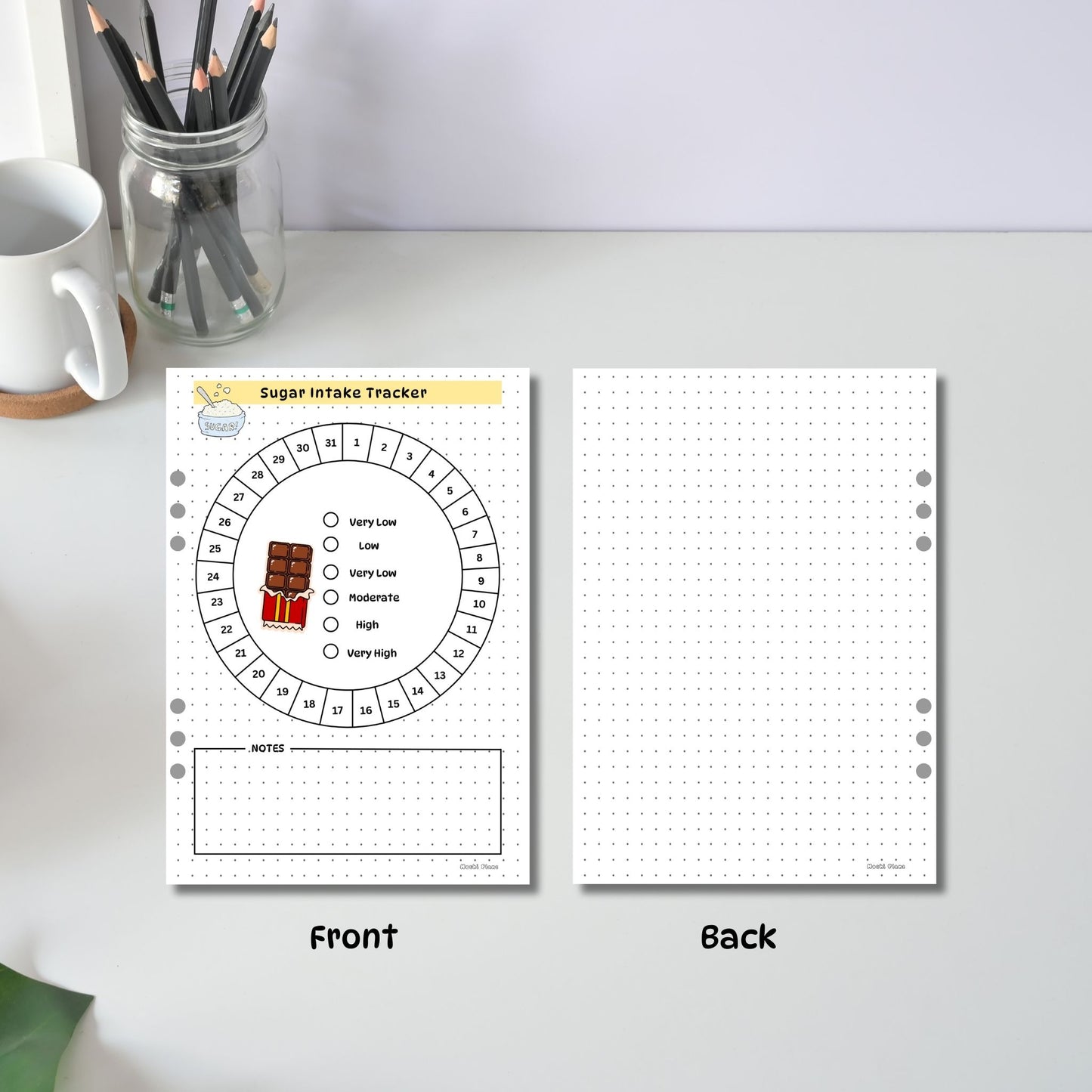 Sugar Intake Tracker Front  & Back pages