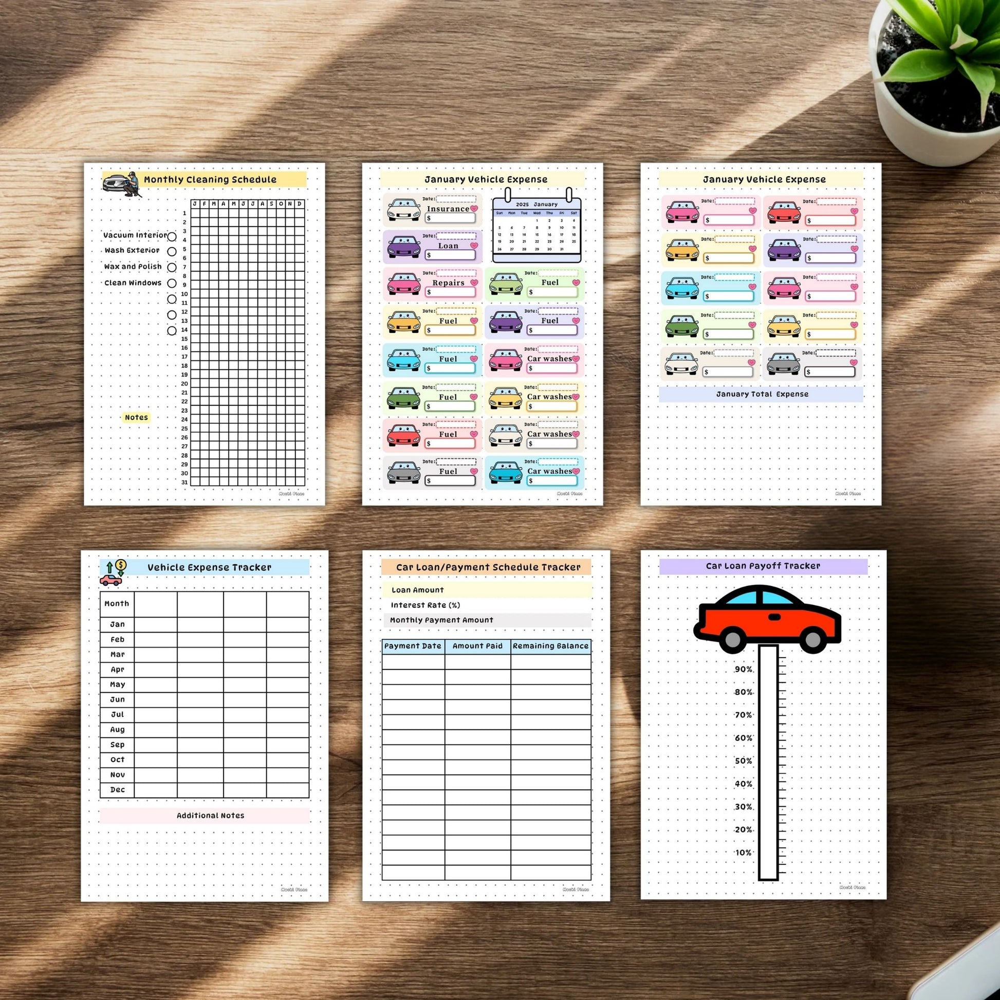 Vehicle Expense Tracker, Car Loan/Payment Schedule 