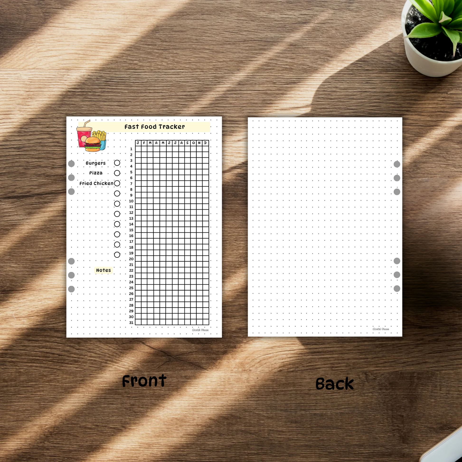 Yearly Fast Food Tracker pages
