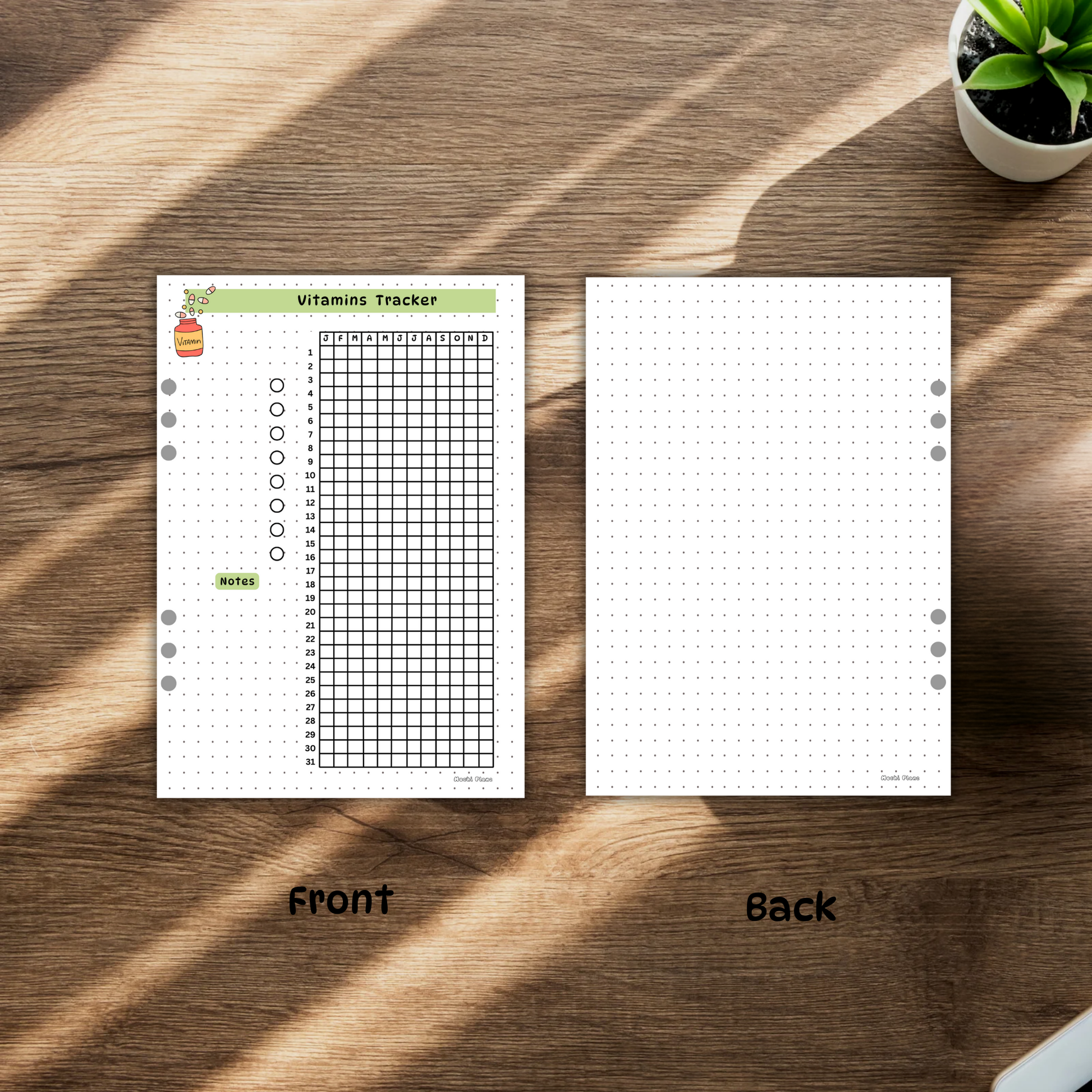 Yearly Vitamins Tracker pages
