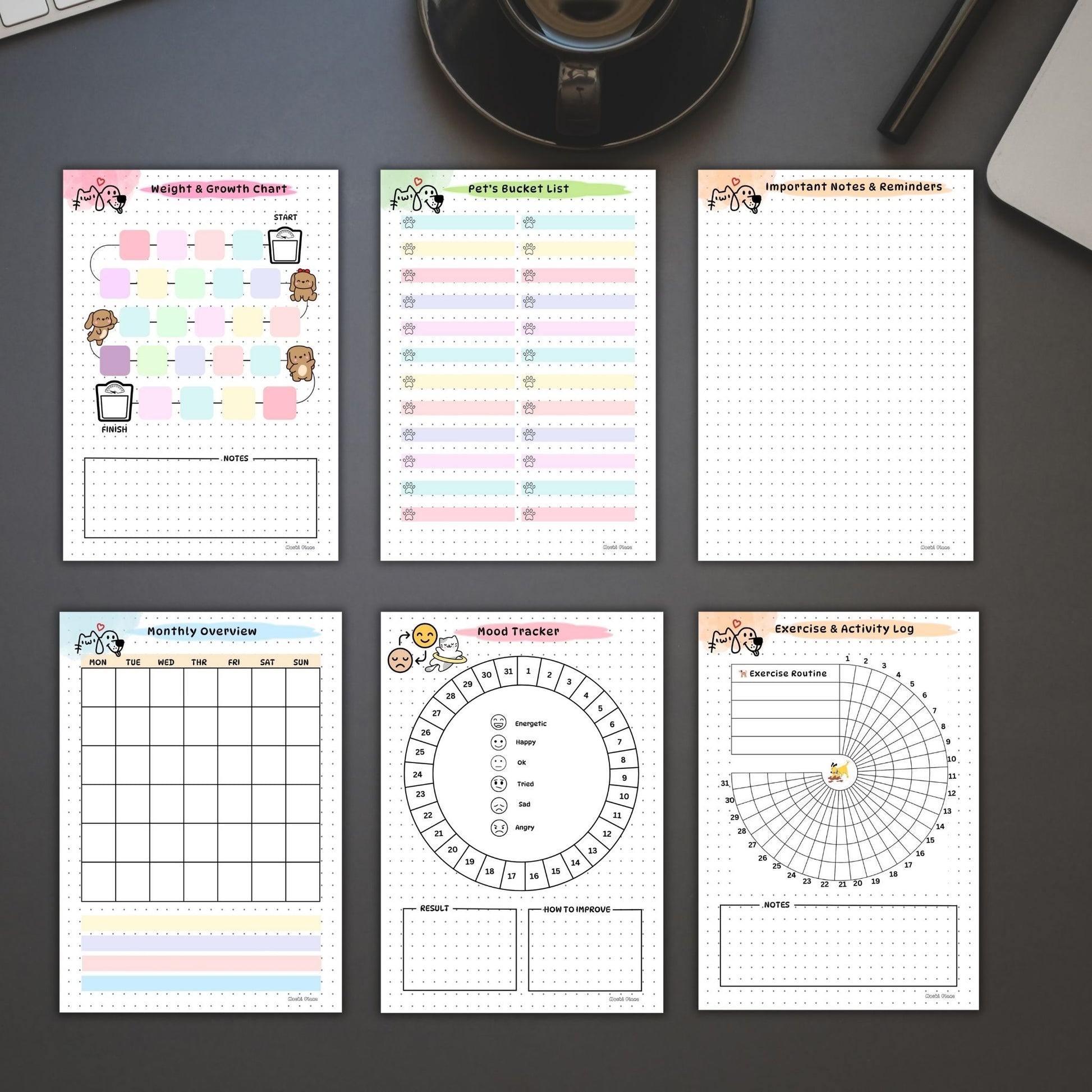 pet bucket list, pet care notes, pet activity tracker